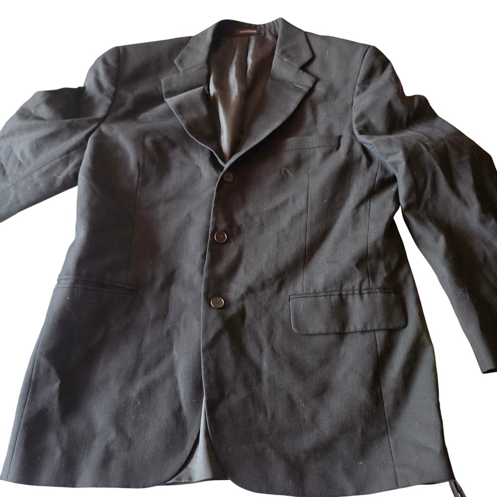 Alfani Mens Black 100% Pure Wool 2 Button Blazer Sport Coat 40R WPL 8046